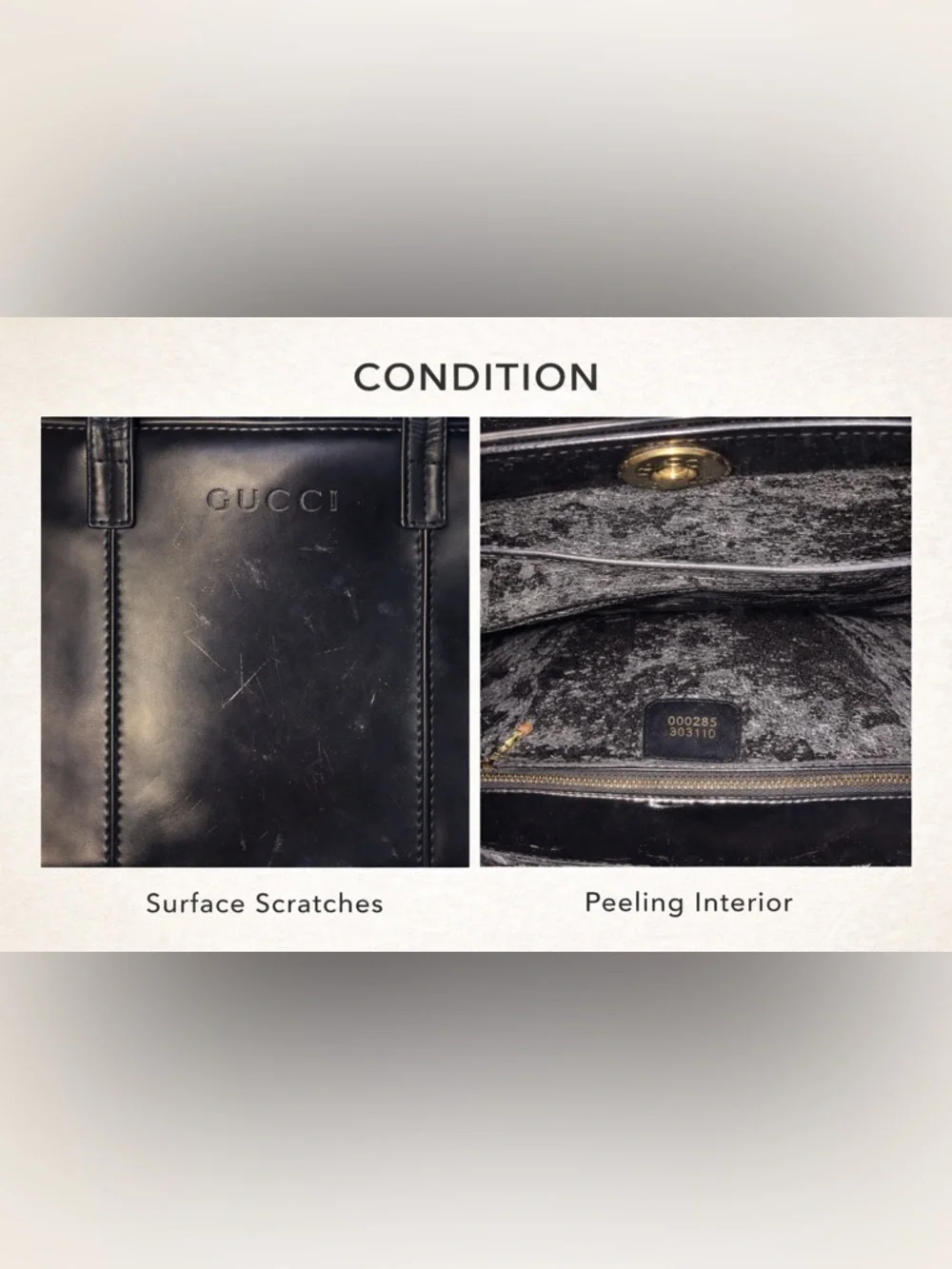 Vintage Gucci Black Leather Mini Tote Bag Italy Minimalist Y2K - Picture 8 of 10